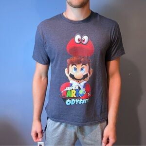 Super Mario Odyssey T-shirt M size Gray vintage Official Nintendo Licensed Prod